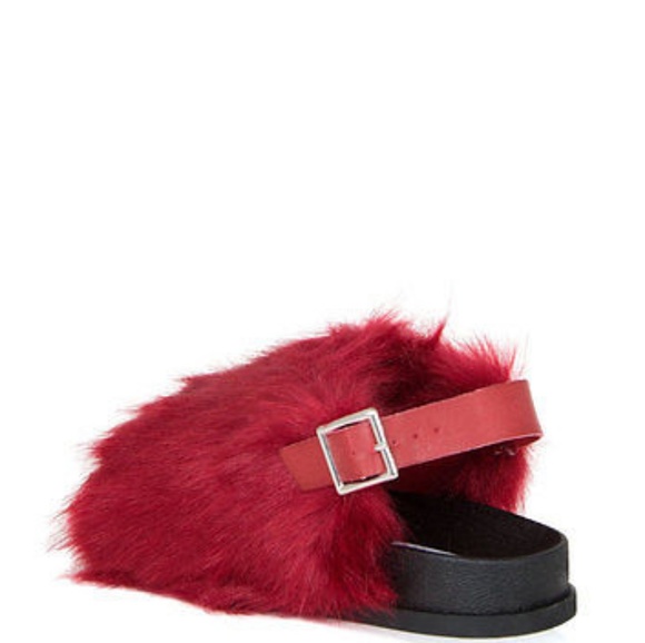 Last  Size 6**🥀 Furry Open Toe Slingback Sandal - Picture 4 of 8